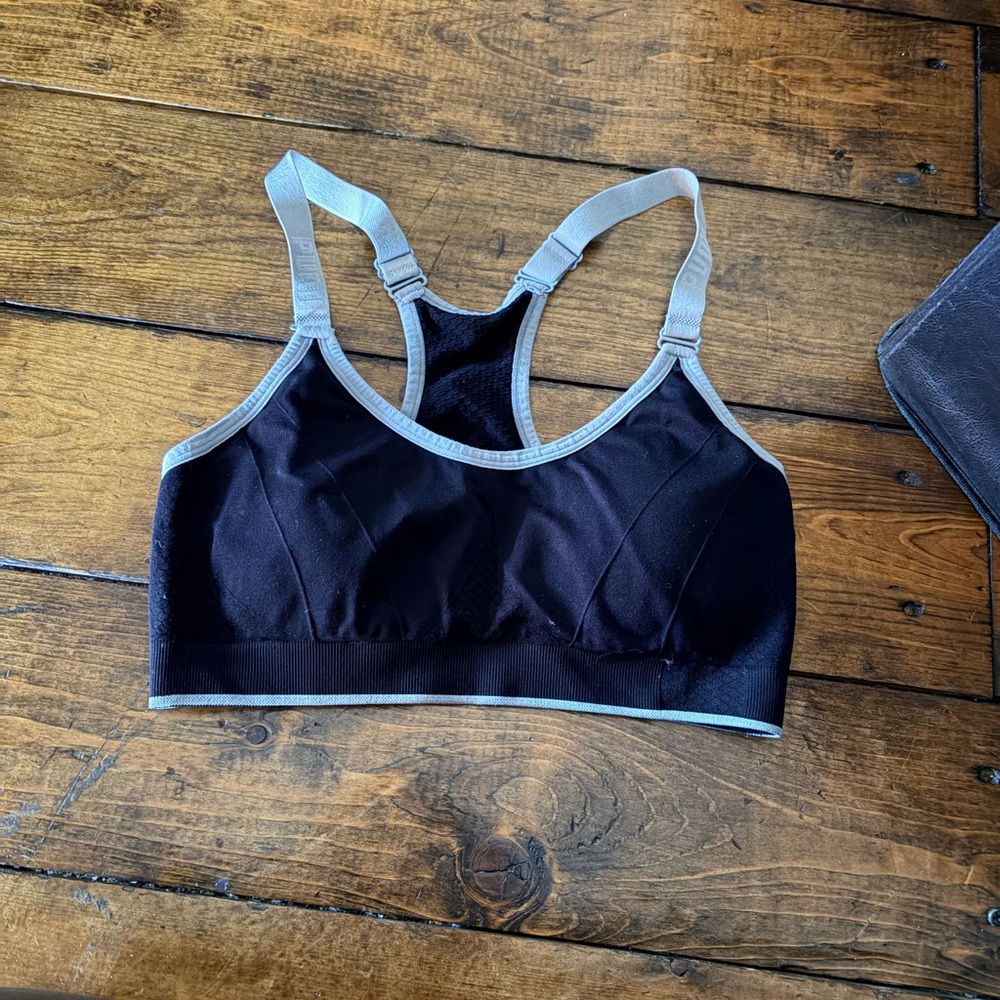Puma Black and Gray Women's Sports Bra